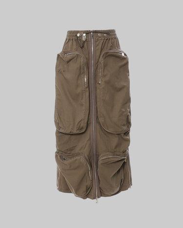 Two Way Heavy Industry Zipper Mid Length Multi Pocket Strapless Skirt